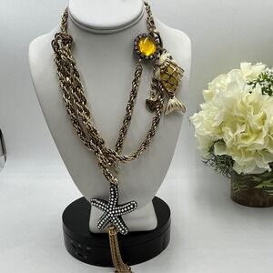 Betsey Johnson Vintage  "Nice Catch" collection Fish Starfish Nautical Necklace